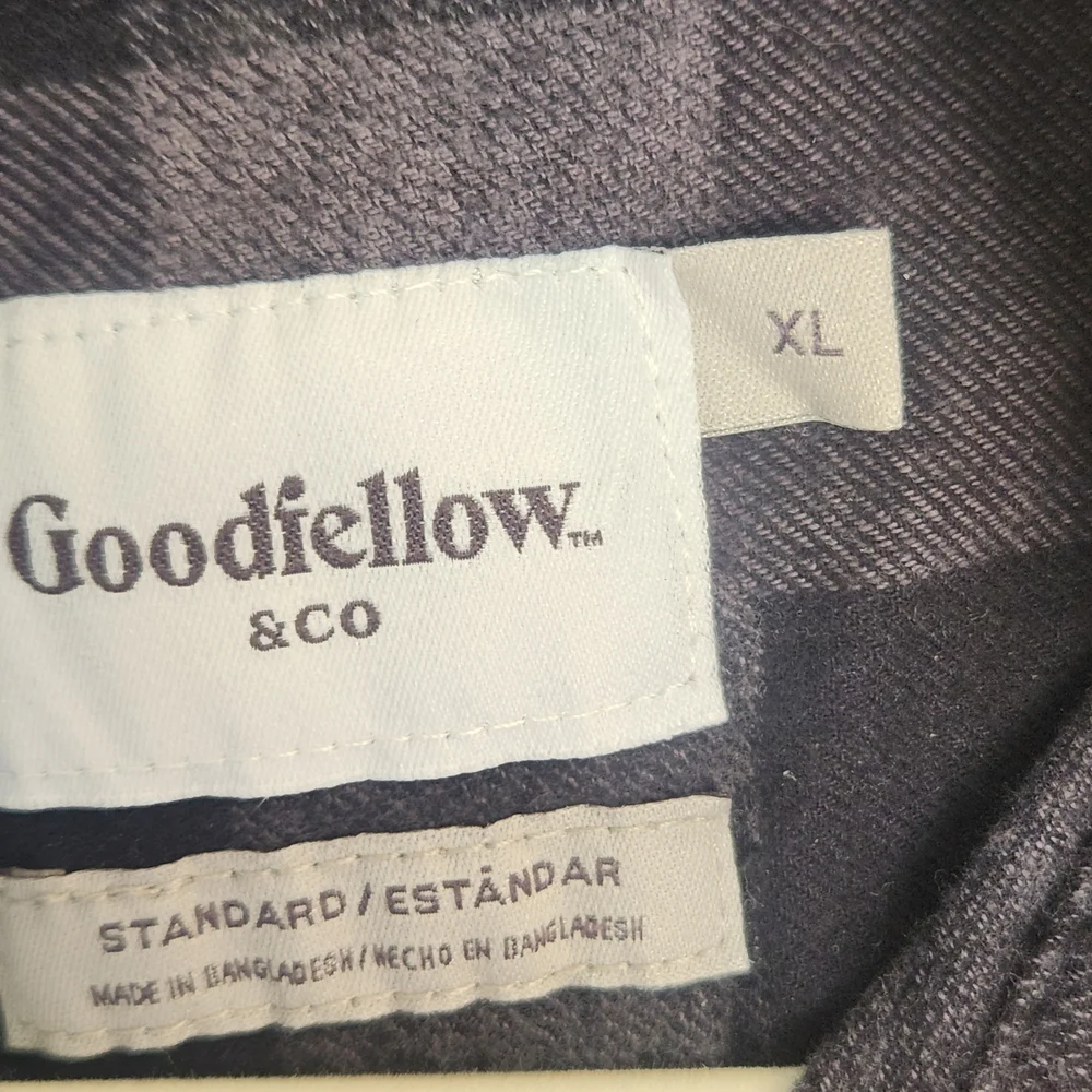Goodfellow & Co Men's Black and Gray Plaid Shirt Size XL Euc